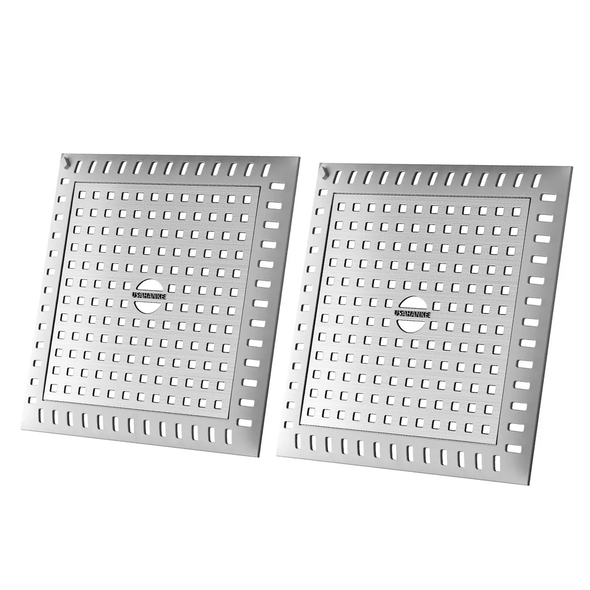  Drain Hair Catcher 4.8" Stainless Steel Silicone 2 Pack Gray — product photo