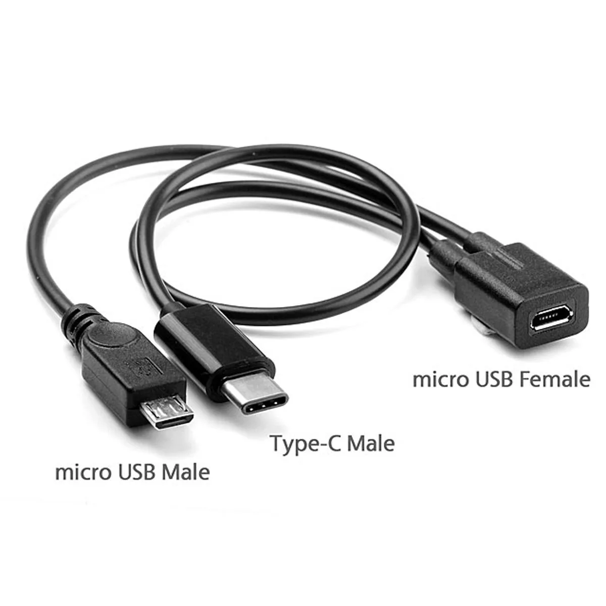 SHENZHEN JIMIER ELECTRONICS CO,. LTD. SHENZHEN JIMIER ELECTRONICS CO,. LTD. USB 3.1 Micro USB Female to USB-C Male Splitter Cable AWG 28 Black — product photo