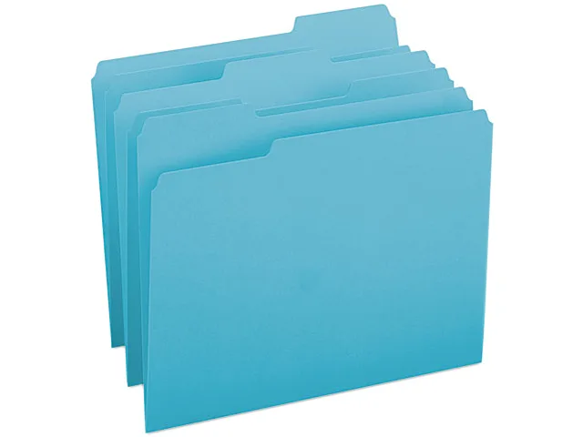 Smead Smead 13143 file folder, 1/3 cut top tab, letter, teal, 100 per box — product photo