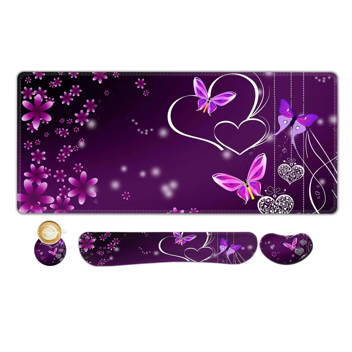  ARTSO ATS-N4M 4-in-1 Mouse Pad Set Purple Heart Butterfly 35.0x15.5in — product photo