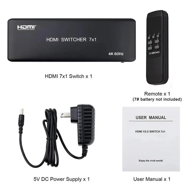 YINGHUA YINGHUA 7x1 HDMI 2.0 KVM Switch 4K 60Hz AU Plug — product photo