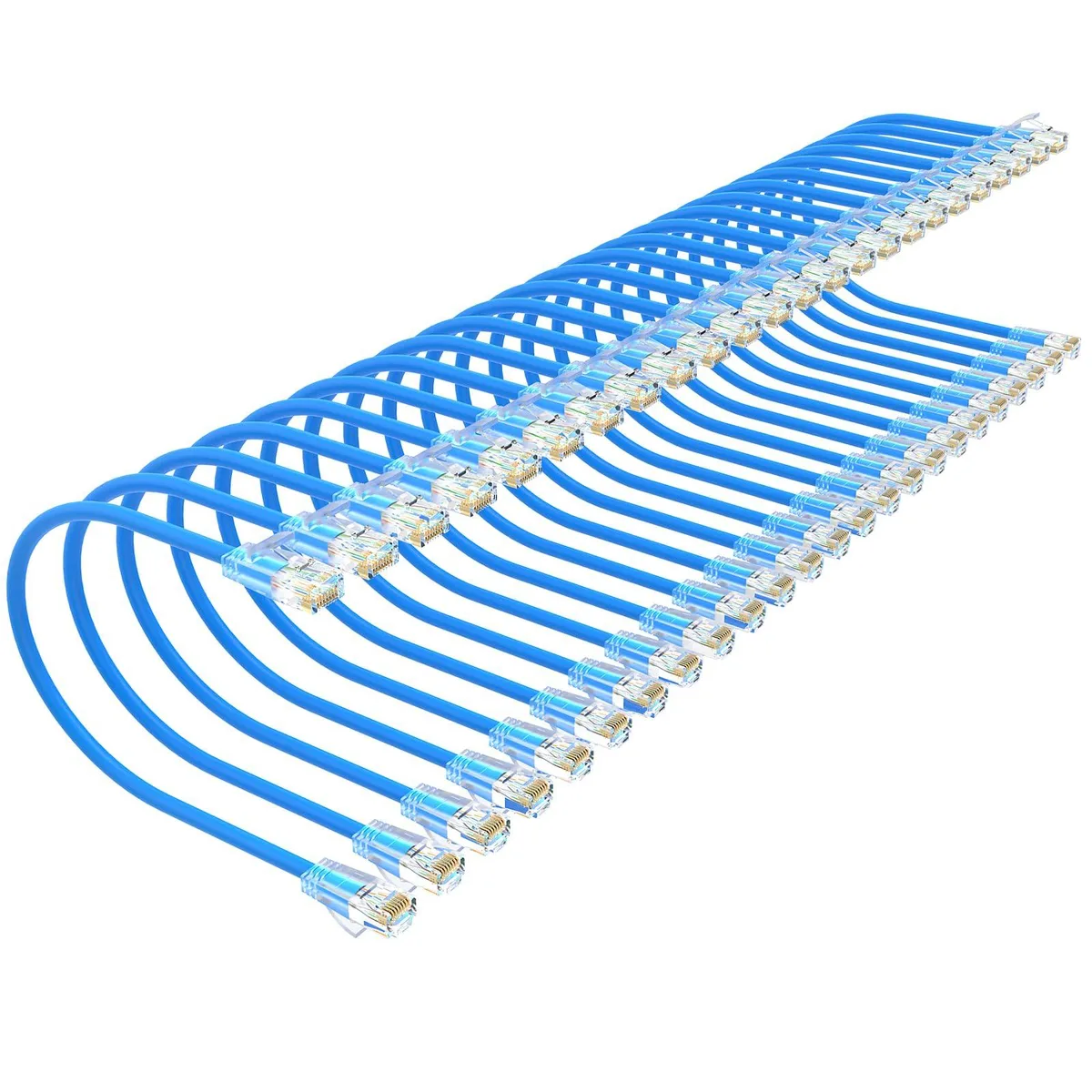  Xcftaud Cat6a 10Gbps 550MHz 28AWG Slim Ethernet Cable 1ft 24Pack Blue — product photo