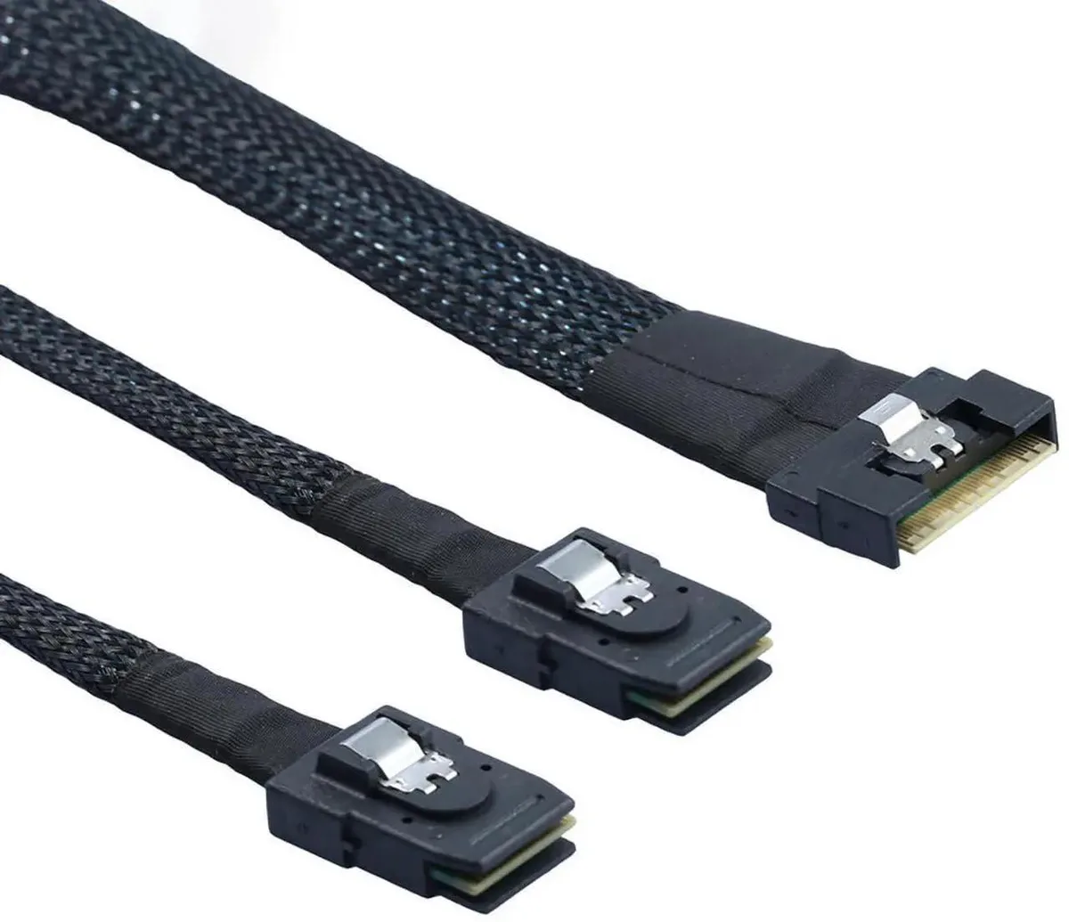 SMUGDESK SMUGDESK SlimSAS SFF8654 8i PCIe 4.0 to Dual SFF8087 SAS Cable 1M — product photo