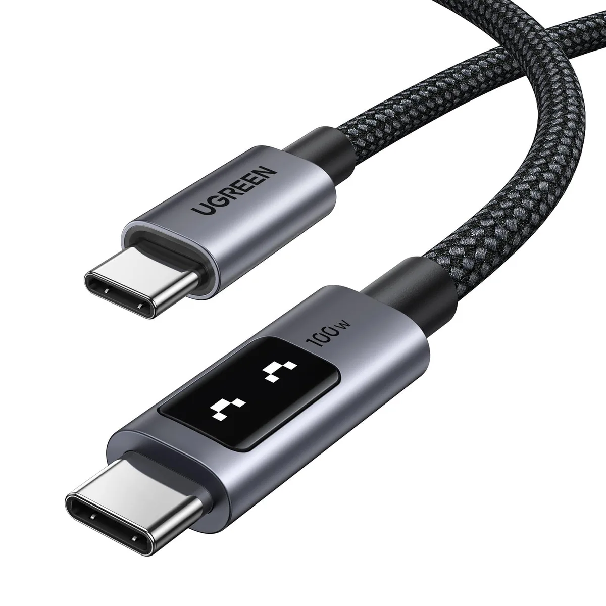  Ugreen USB-C to USB-C cable 100W LED 10ft black — product photo