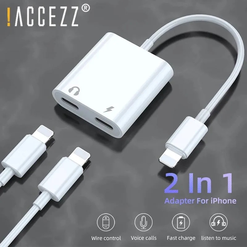 Defendwe Defendwe 2-in-1 iPhone Adapter 3.5mm Jack Micro USB to USB A 80mm — product photo