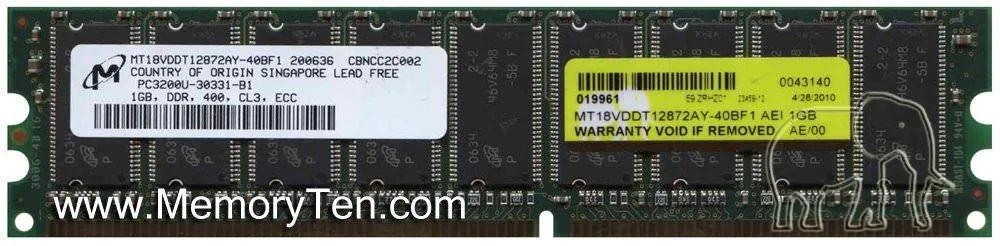 Gigaram Gigaram 1GB DDR400 2Rx8 ECC UDIMM (p/n AEI) — product photo