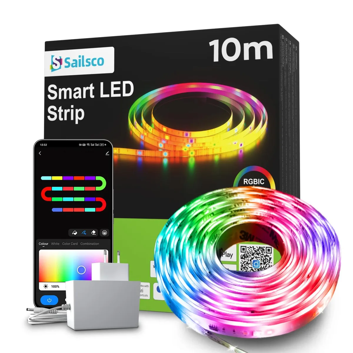 A 32.8 foot flexible LED strip light on a reel, orange plastic finish, modern style