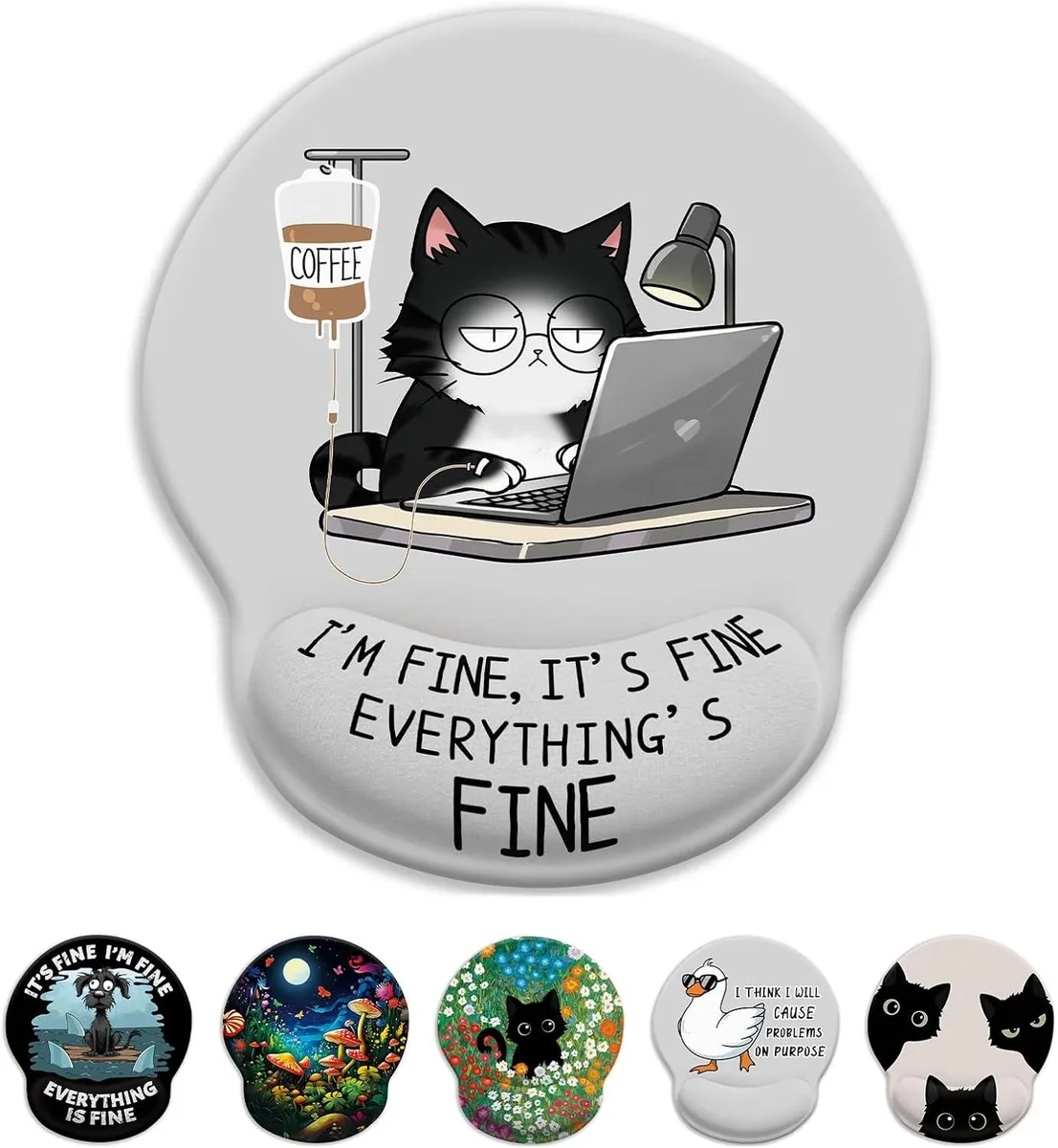 BAOFENG BAOFENG Cat Ergonomic Mouse Pad 9.9 x 8.7 inch 7mm 20mm Wrist Rest — product photo