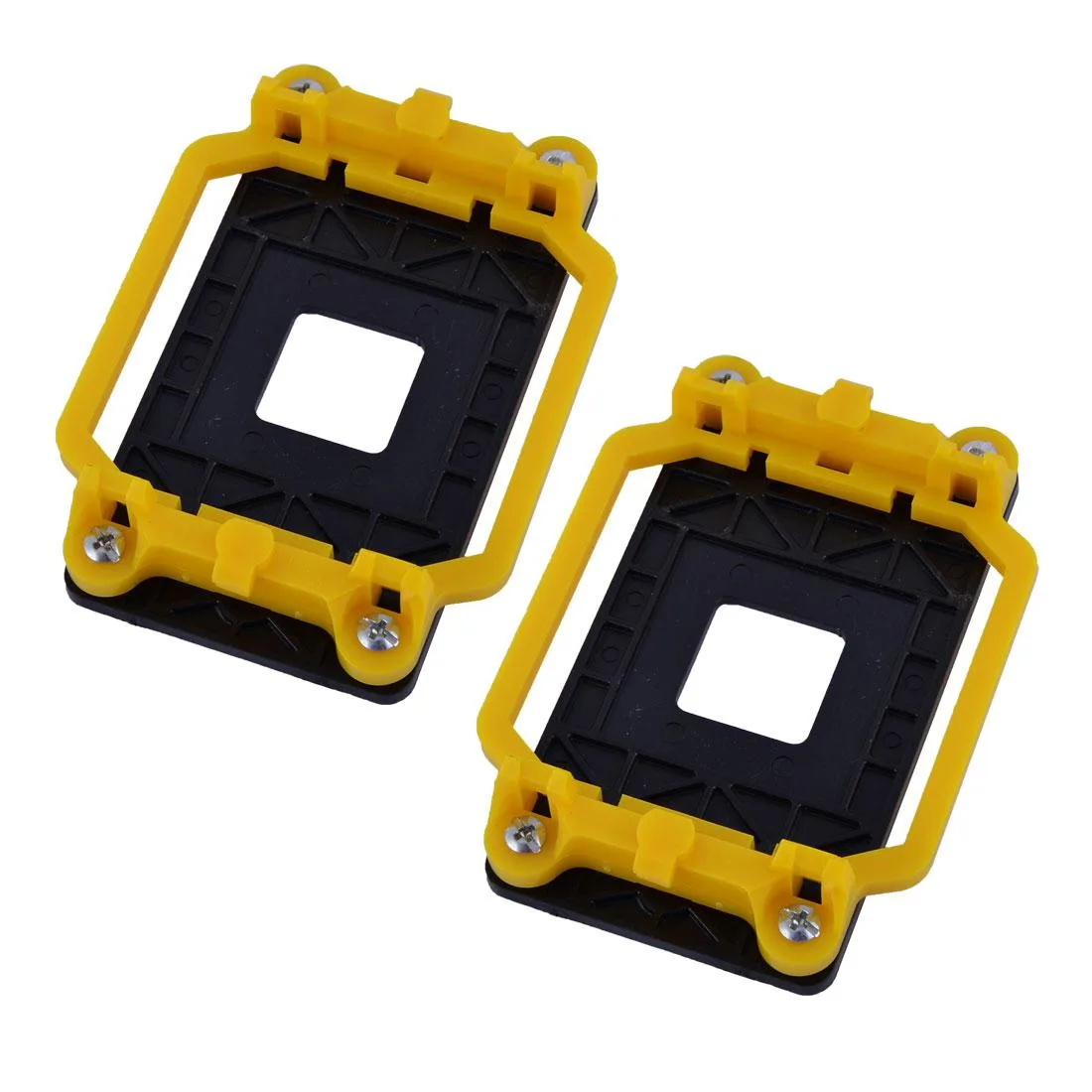 Unique-Bargains Unique-Bargains 2pcs Plastic AM2 AM3 FM1 FM2 FM2+ Socket CPU Fan Heatsink Bracket Holder Yellow — product photo