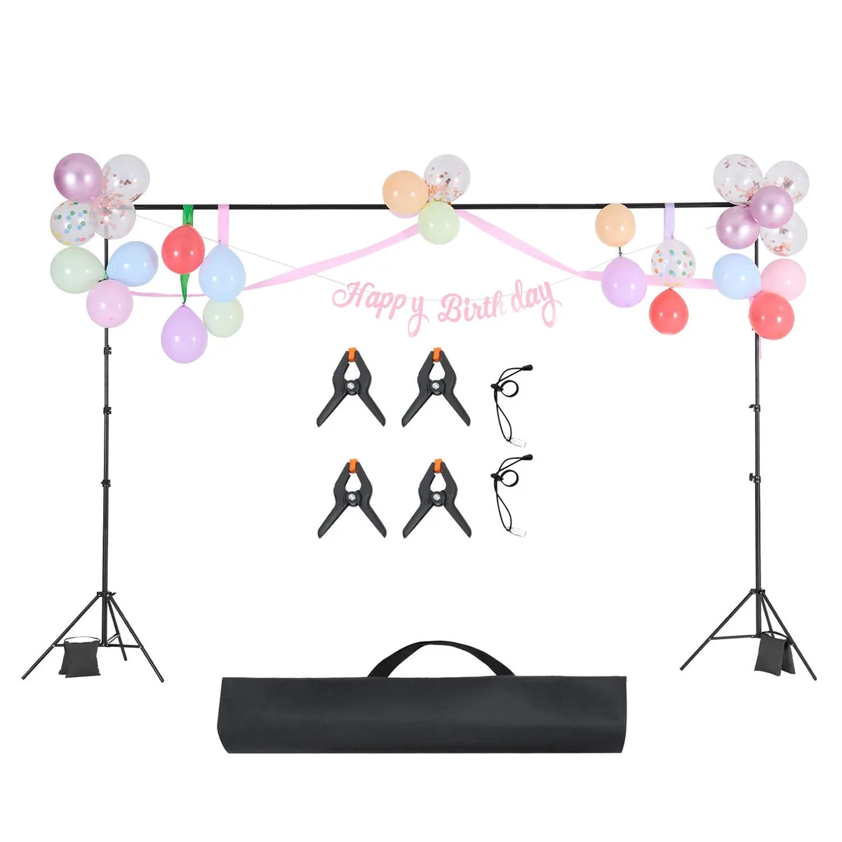 VEVOR VEVOR Backdrop Stand Kit 10 x 10 ft 4 Crossbars 2 Tripods 2 Sandbags Black Q195 Carbon Steel — product photo