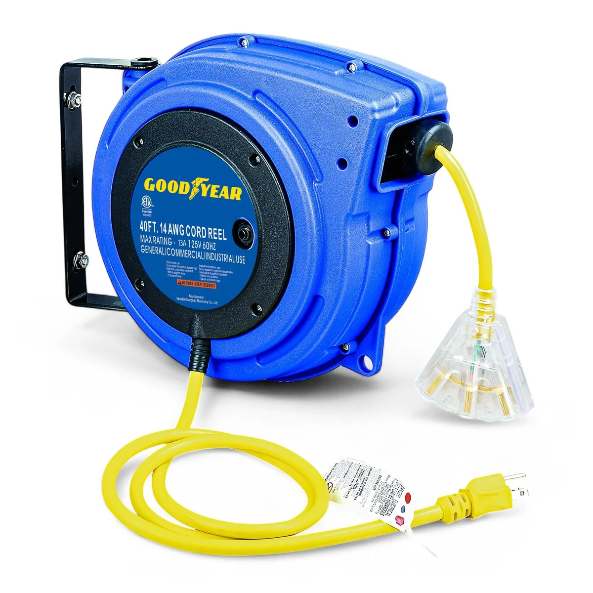  GOODYEAR Extension Cord Reel 40 ft 14AWG 3C SJTOW Triple Tap LED 12 lb — product photo
