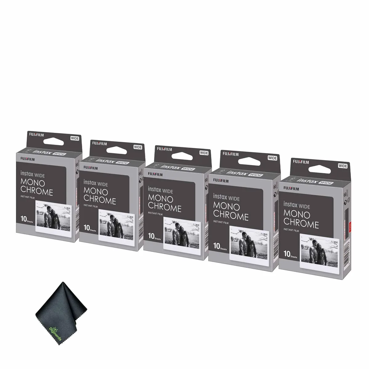FUJIFILM FUJIFILM INSTAX Wide Monochrome Instant Film 10 Exposures 5 Pack with Cloth — product photo