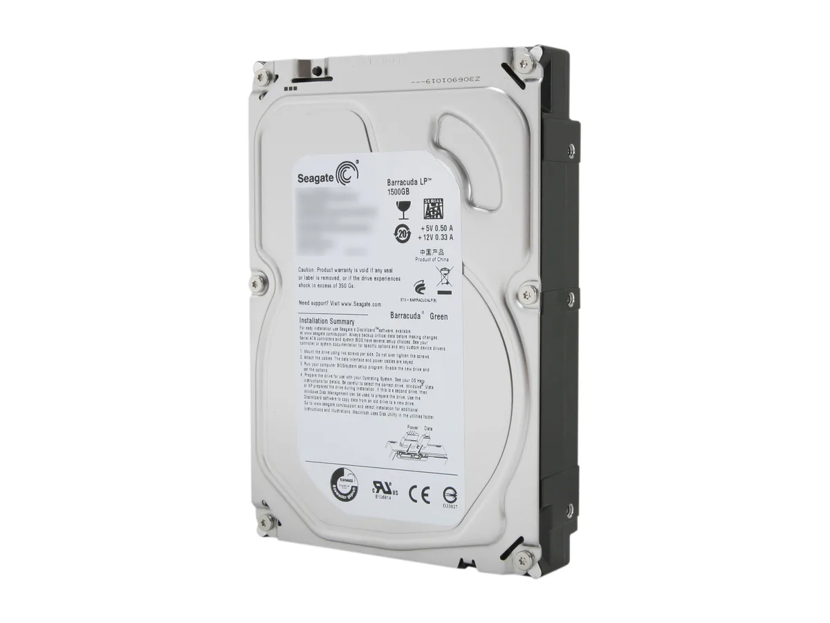 Seagate Seagate ST1500DL003 BarraCuda Green 1.5 TB 5900 RPM 64 MB SATA 6.0Gb/s 3.5" internal hard drive — product photo