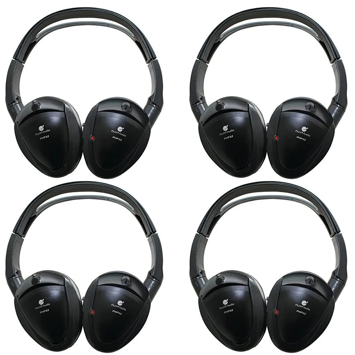 Black foldable IR wireless headphones with power LED and volume control