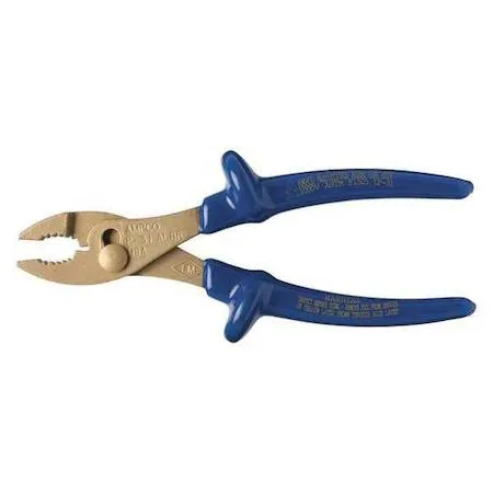 Blue cushion-grip combination pliers with natural finish, 8 1/4 in overall length