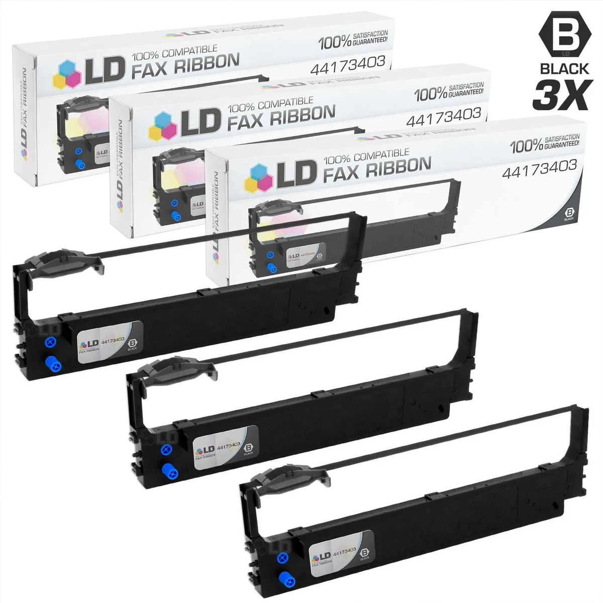 LD Products LD Products 44173403 Compatible Black Ribbon Cartridges Set of 3 — product photo