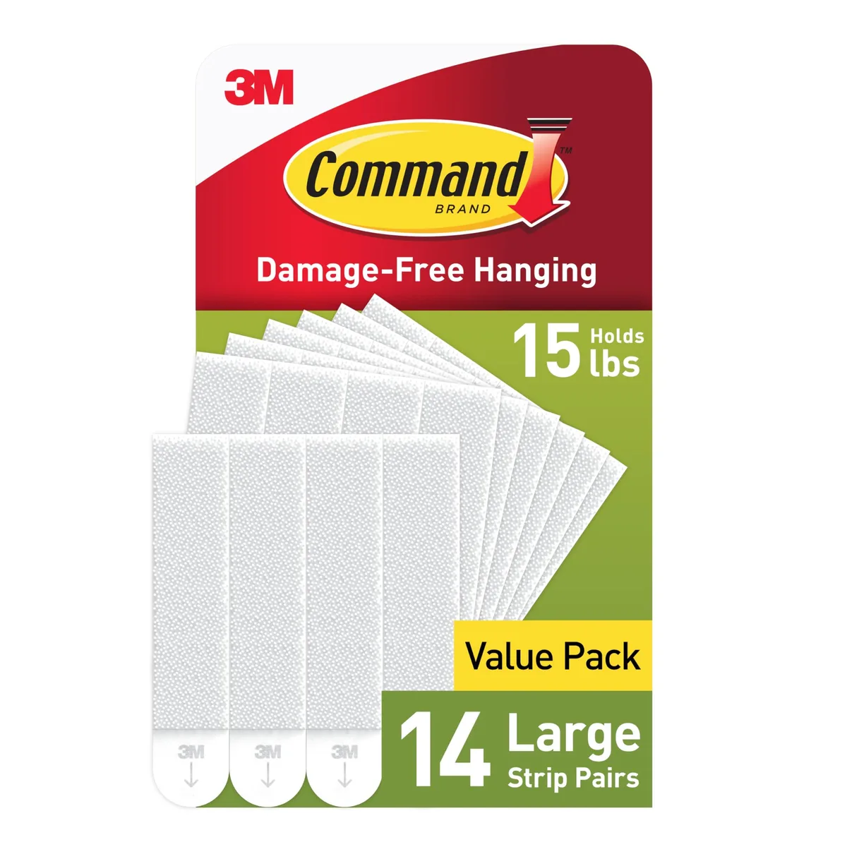 White adhesive strips in rectangular pairs on backing card