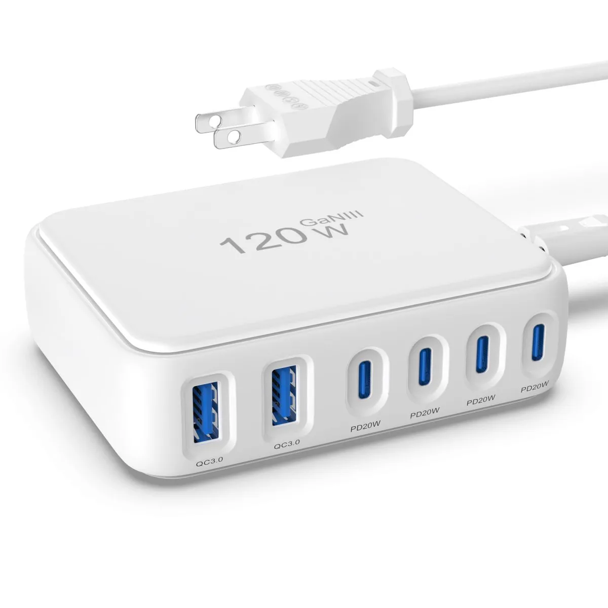  DMBKYLM 120W 6-Port GaN USB Charger White — product photo