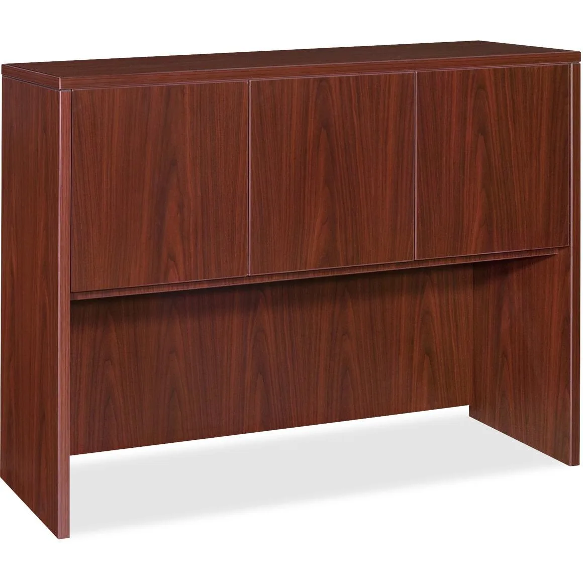 Lorell Lorell 69384 Essentials Hutch with Doors 48" x 17" x 42" 3-Door Mahogany office furniture — product photo