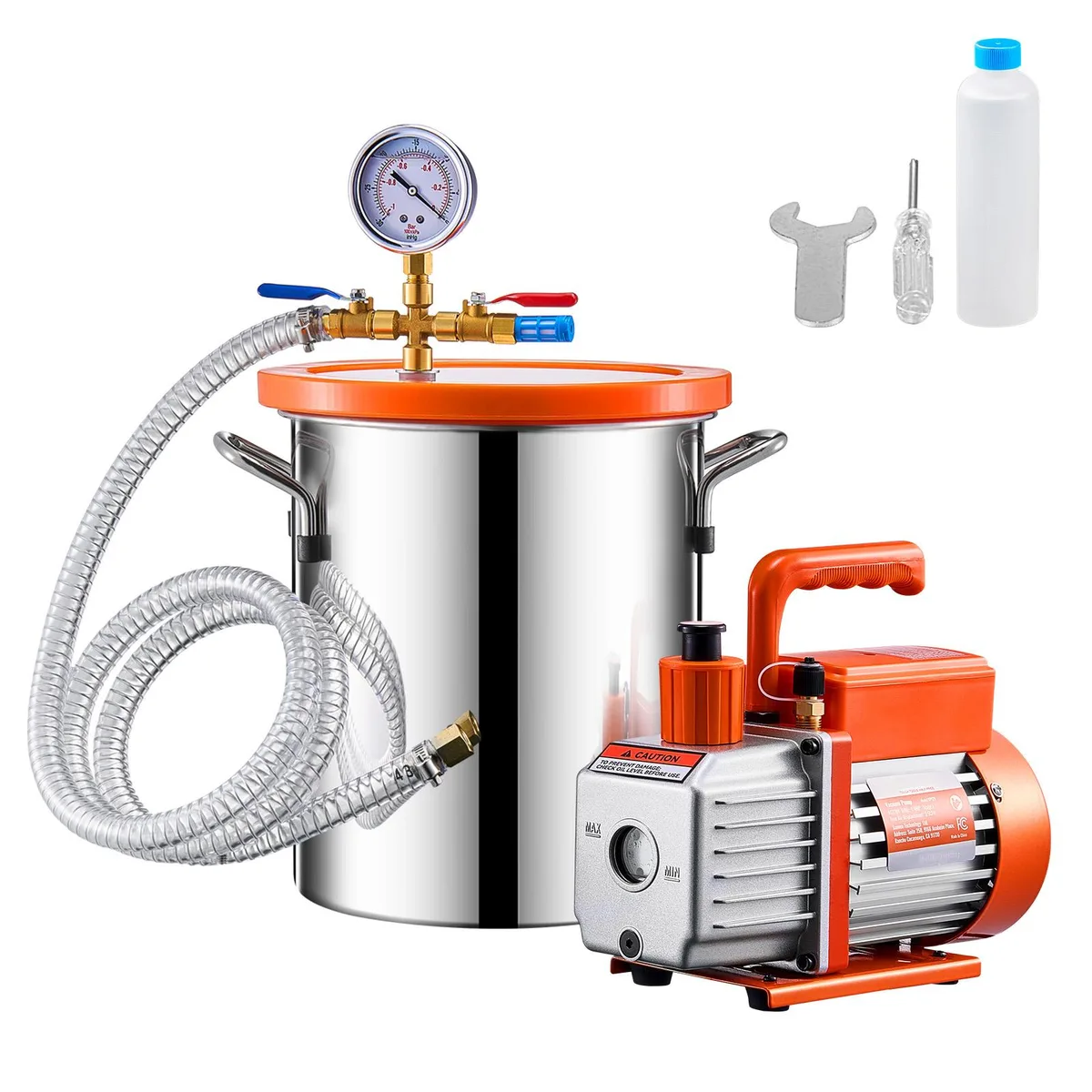 VEVOR VEVOR 3 Gallon Vacuum Chamber Kit 3.5 CFM Pump Acrylic Lid — product photo