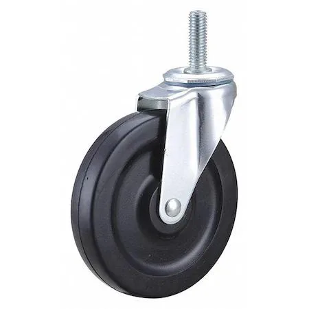 Zinc plated steel swivel stem caster with 5 inch rubber wheel
