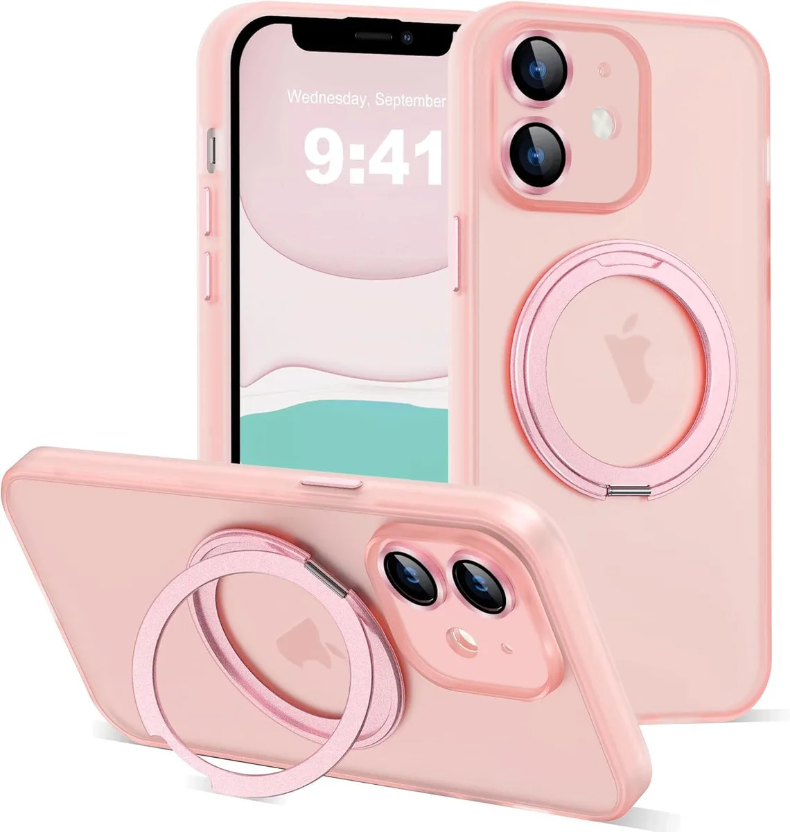 TAURKENAM TAURKENAM iPhone 11 Case 6.1" MagSafe 360° Ring Stand Translucent Pink — product photo