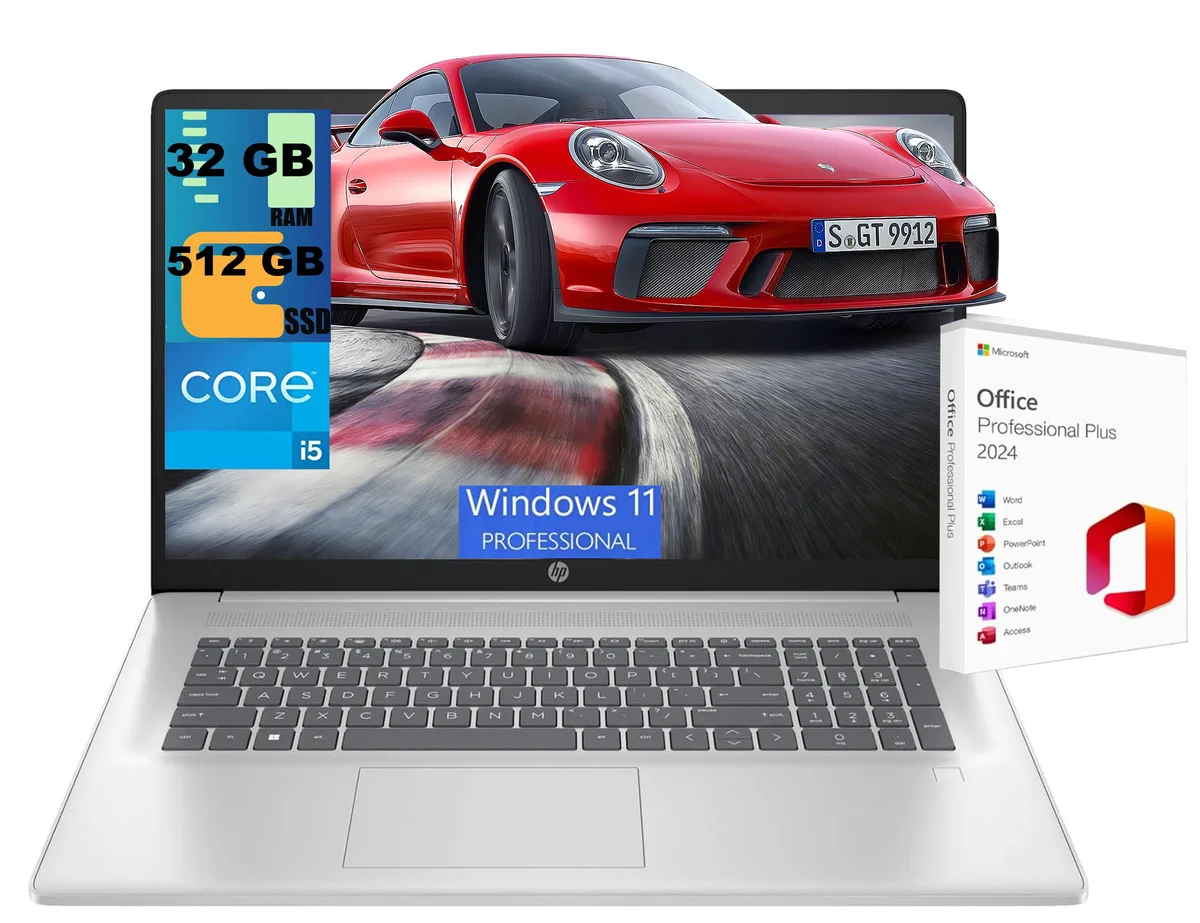 HP HP 17 laptop Intel Core i5-1334U 10-core 32GB 512GB SSD 17.3" FHD Silver — product photo