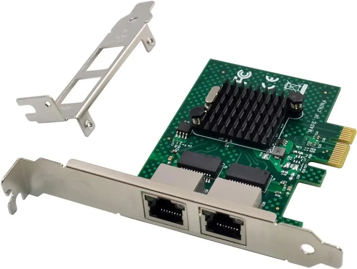 SMUGDESK SMUGDESK Dual Port Gigabit PCIe Ethernet NIC BCM5720-2P 2×RJ45 10/100/1000Mbps Full Low Profile Bracket — product photo