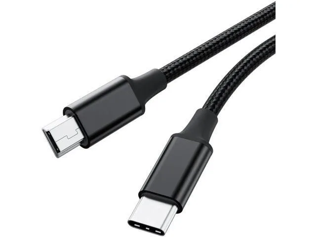 5-foot braided USB-C to Mini USB cable with tough woven jacket