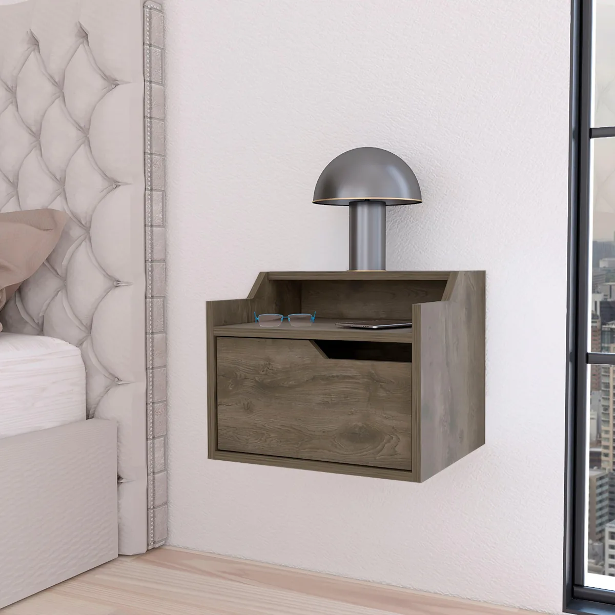 tuphen tuphen Dark Brown Floating Nightstand 15.7" W 13.3" D 12.9" H — product photo