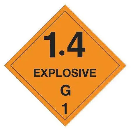 Square orange label with black 1.4 explosive G text