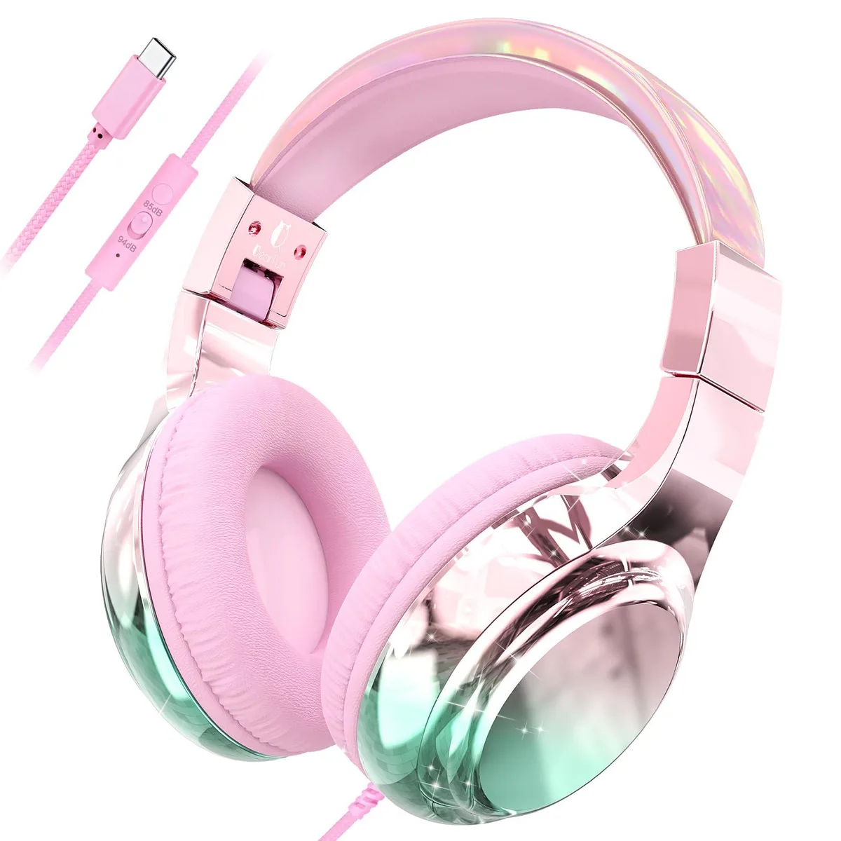  QearFun FYCTYPEC1 USB-C Kids Headphones Pink 85/94dB — product photo