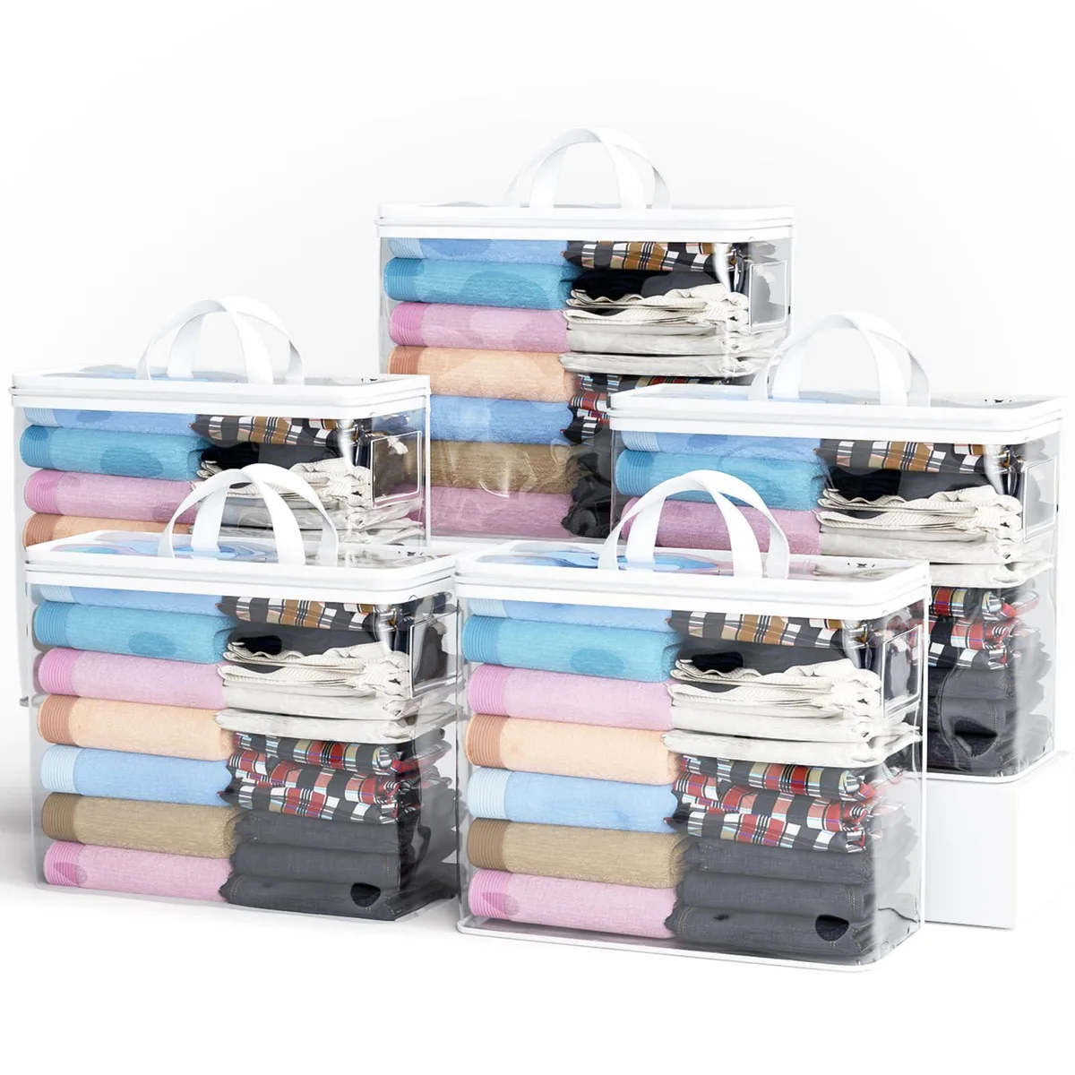  Hopack HOP-PVC BAG Clear Zippered Storage Bag 5-Pack 22L White — product photo