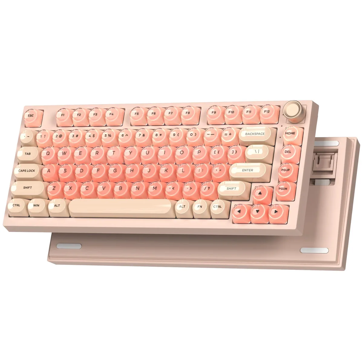  Keyporia WK75 75% Wireless Mechanical Keyboard Pink RGB Knob — product photo