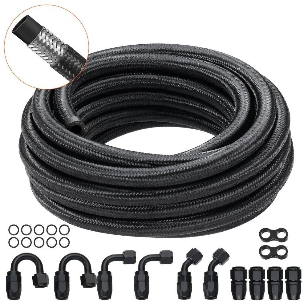 VEVOR VEVOR 6AN 20 ft Fuel Line Kit, .34 in ID, 12 Swivel Fittings, Black — product photo