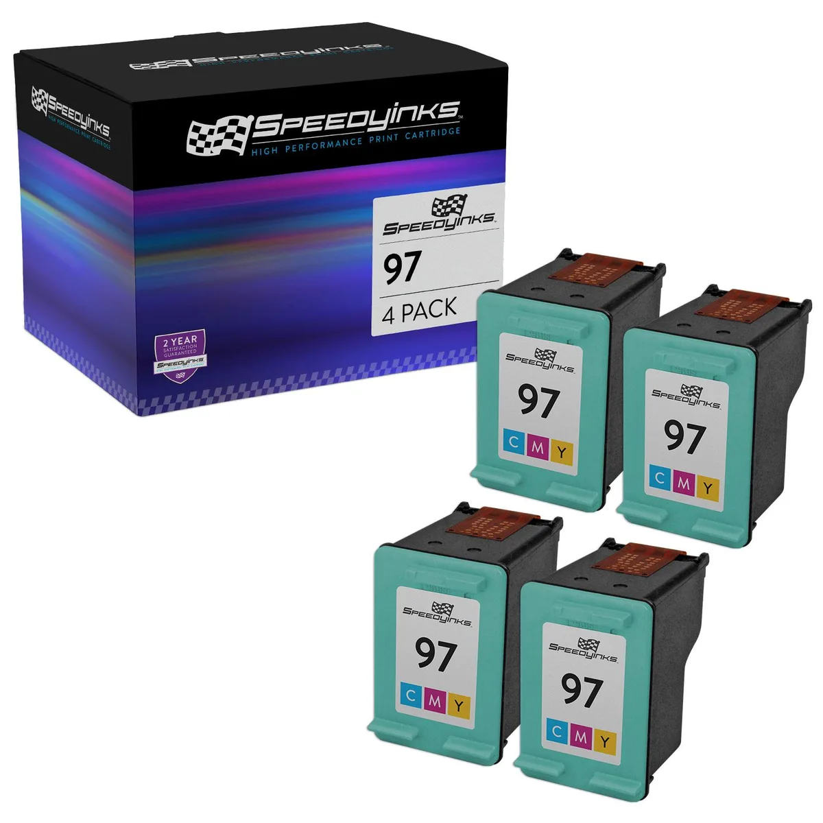 SpeedyInks SpeedyInks HP 97 TriColor 4-pack ink cartridges (genuine brands) — product photo