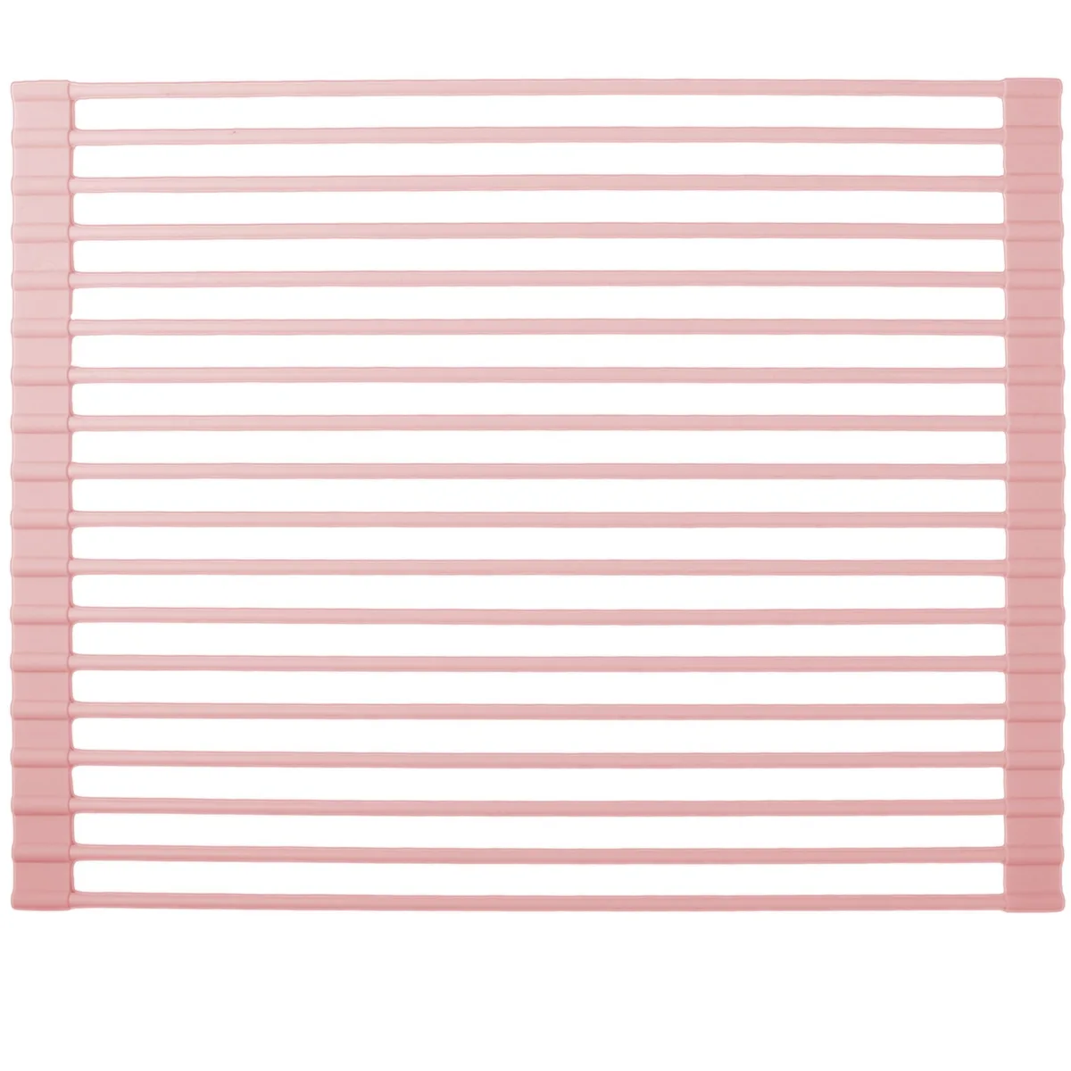 Pink silicone-wrapped steel roll-up rack 17.5 x 13 inches