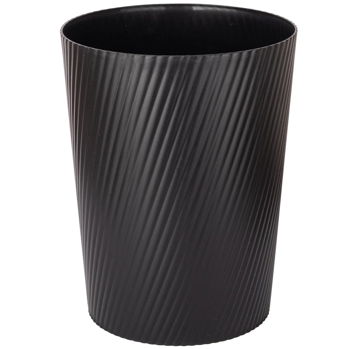 Three white cylindrical plastic bins with rounded edges and raised bases