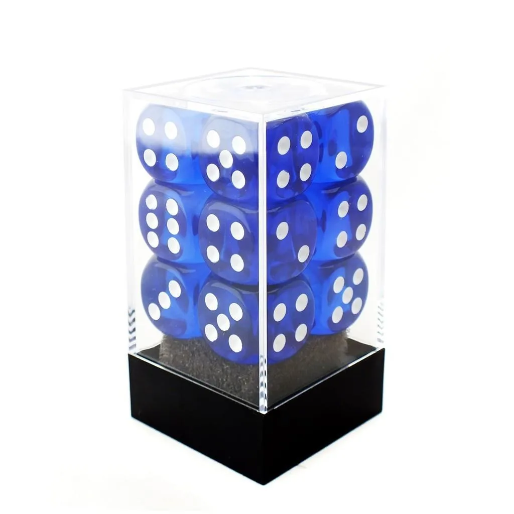 Chessex Chessex 12 6-Sided Translucent Blue Dice w/ White game — product photo