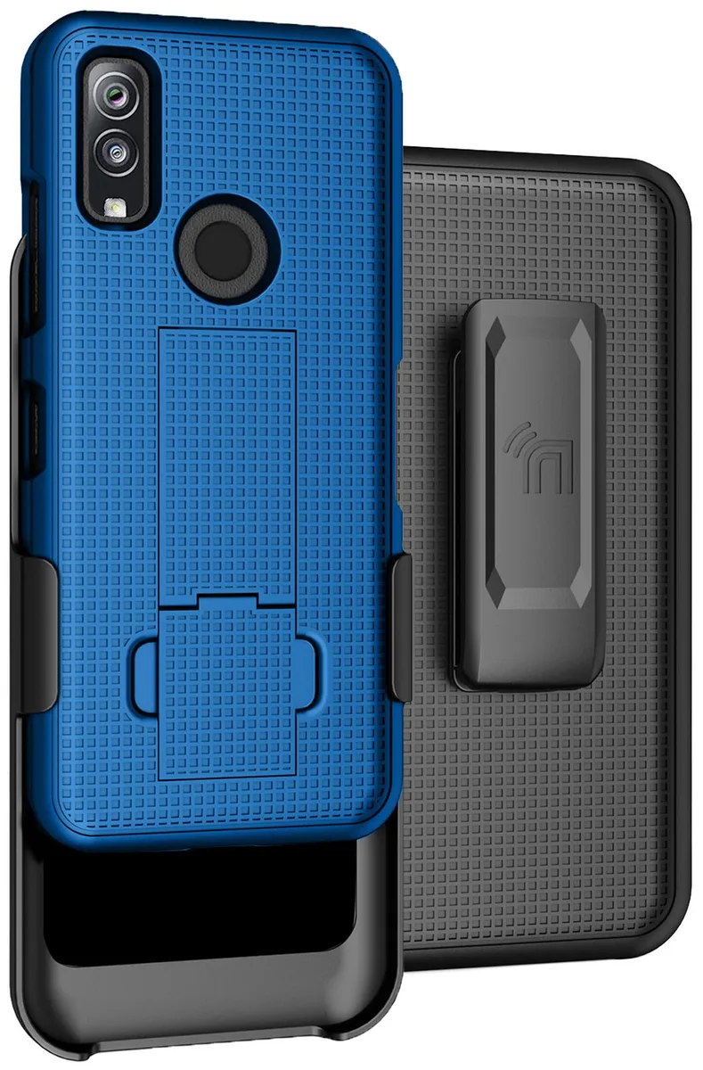 Nakedcellphone Nakedcellphone Kickstand Case + Belt Clip Holster Blue for Kyocera DuraSport 5G UW (C6930) — product photo