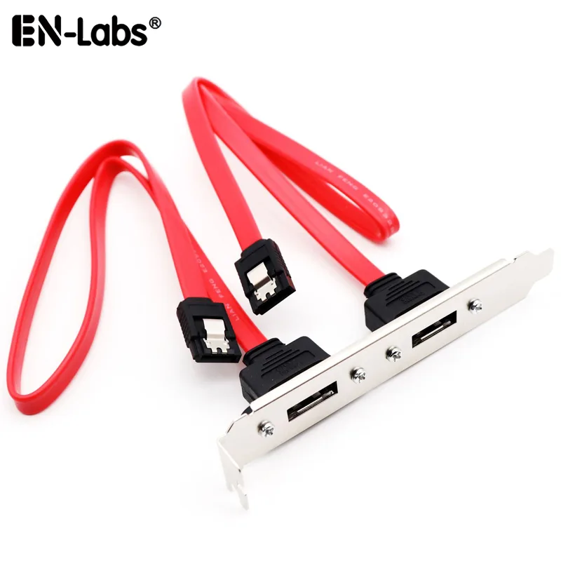 EN-Labs EN-Labs PCIESATADUA SATA to eSATA adapter cable 18 inches red full profile bracket dual port — product photo
