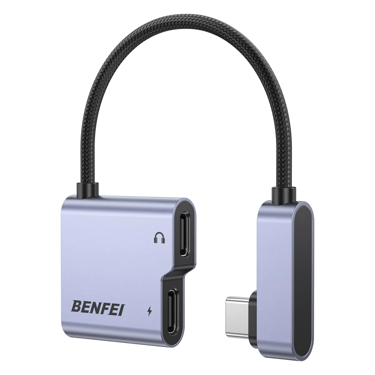  BENFEI USB-C Splitter 1-in-2 60W Charging Grey 000413grey — product photo