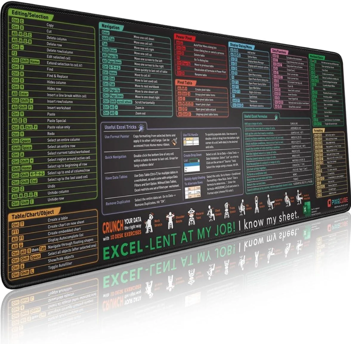 Brainwavz Brainwavz Excel Shortcut Keys Mouse Pad 800x300mm — product photo