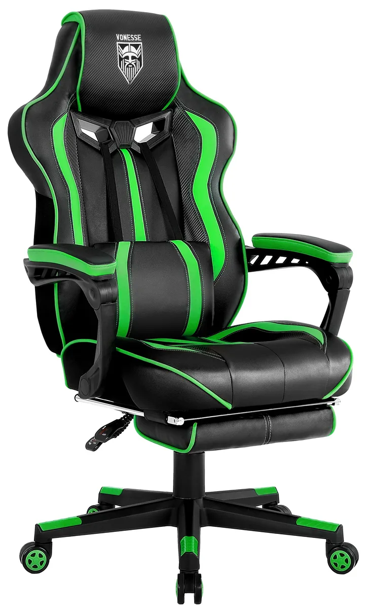 Vonesse Vonesse Gaming Chair with Footrest and Massage Green — product photo