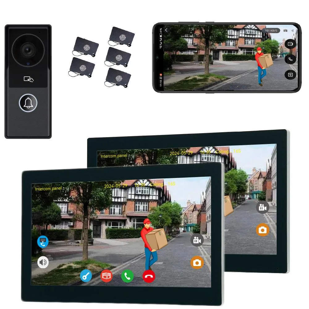 visiPower visiPower 2-Pin Wired 1080P 2MP 10" WiFi Video Doorbell Intercom System Black — product photo