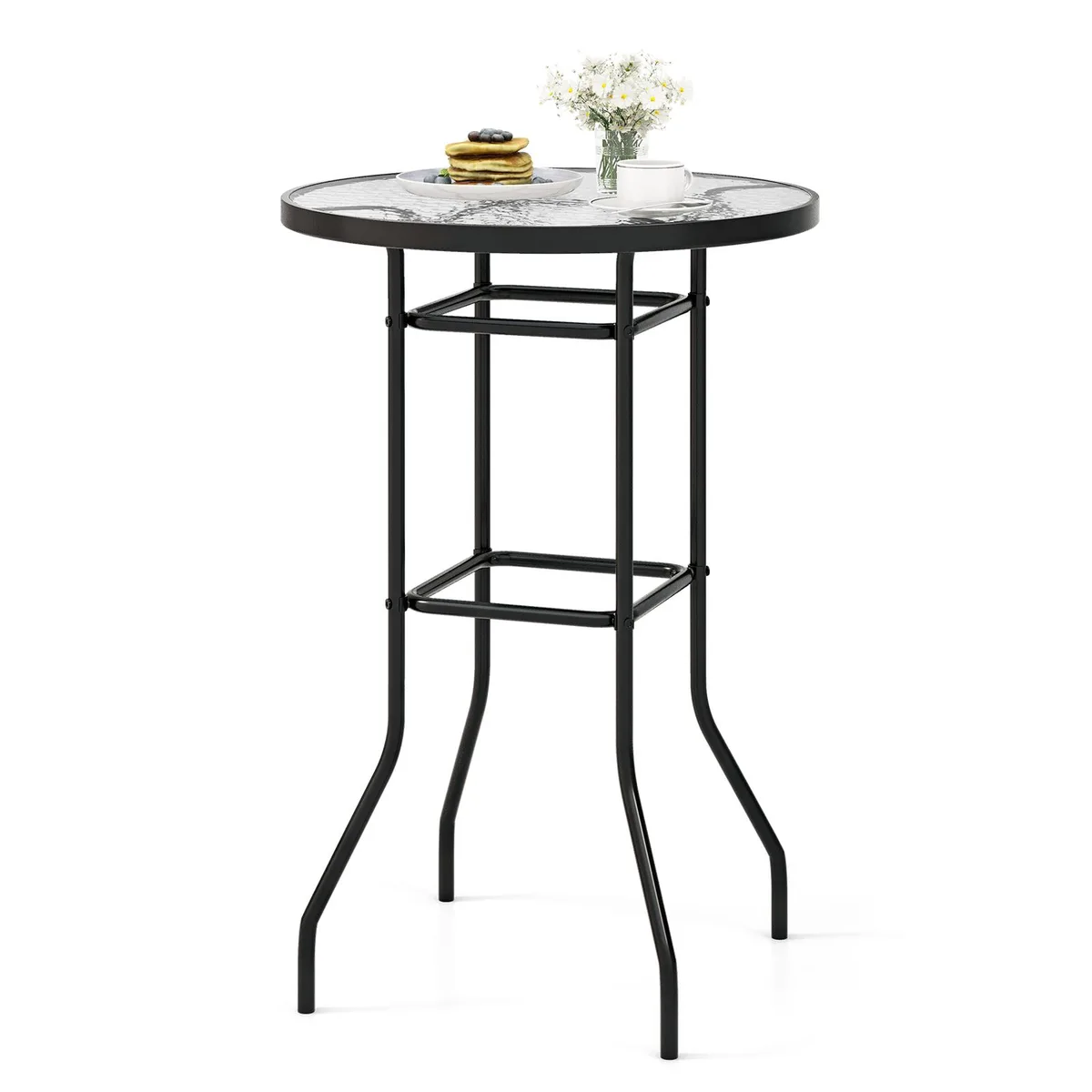 SlickBlue SlickBlue 38 Inch Patio Bar Table Black Tempered Glass — product photo