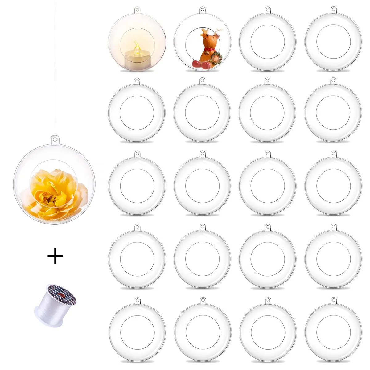 Romadedi 20 Pcs Fillable Acrylic Hanging Tealight Holders 3.15 in — product photo