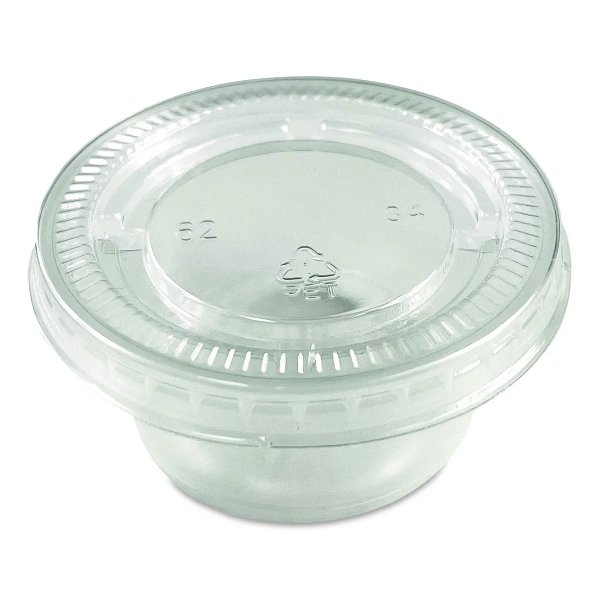 AmerCareRoyal AmerCareRoyal Portion Cup Lids Clear 1.5-2 oz 100/Pack 25 Packs/Carton — product photo