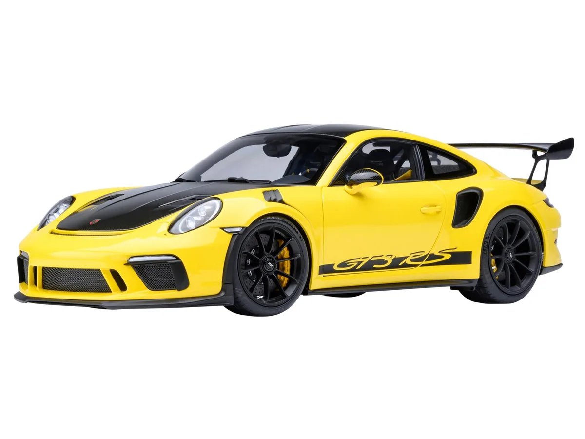 Autoart Autoart Porsche 911 (991.2) GT3 RS Weissach Racing Yellow Carbon Hood Top 1/18 — product photo