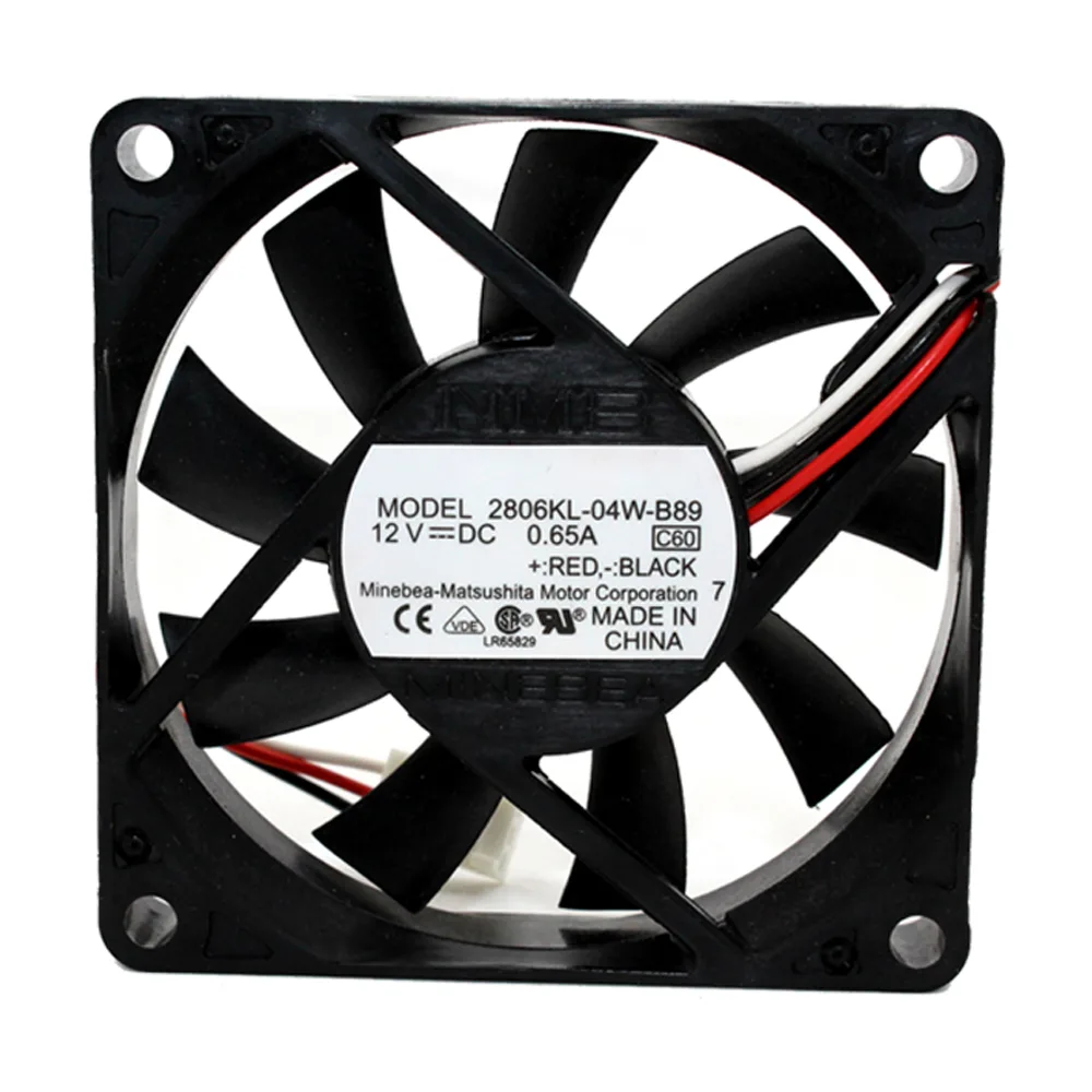 Fans Fans 2806KL-04W-B89Size case fan 70×70×15 mm 12 V 0.65 A 7.8 W 24 Pa 26.5 dB 80000 h — product photo